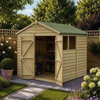 7' x 7' Forest 4Life 25yr Guarantee Overlap Pressure Treated Double Door Apex Wooden Shed (2.28m x 2.12m) online kaufen