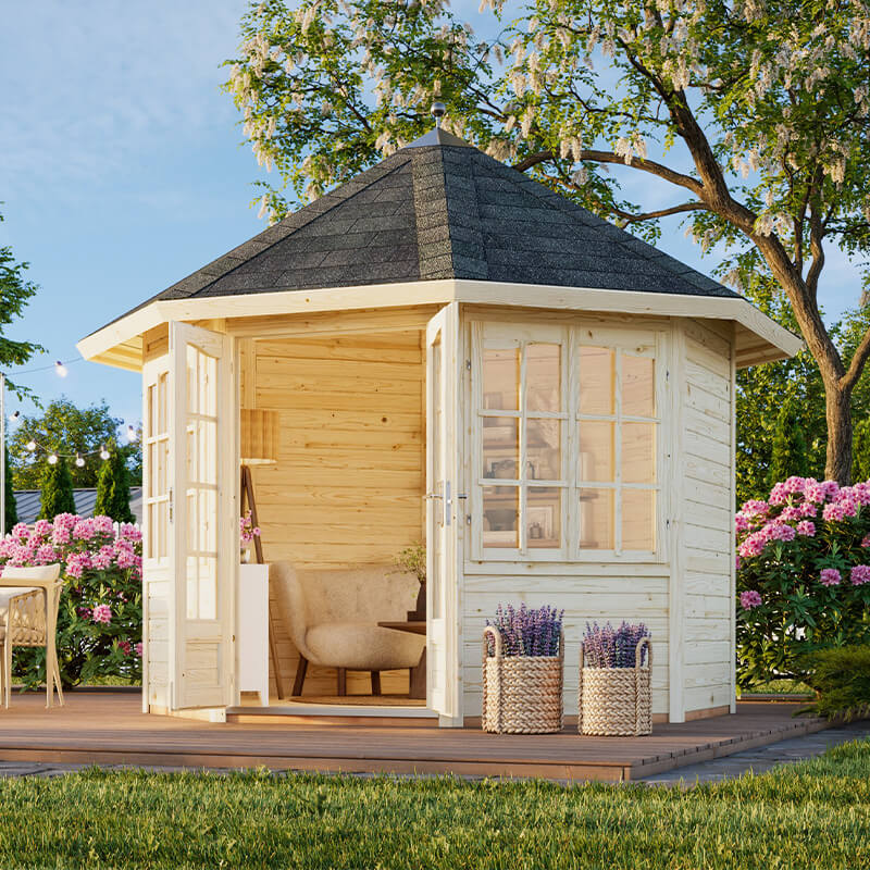 Palmako Veronica 2.9m x 2.9m Octagonal Summer House Log Cabin (28mm) - 2 Windows online kaufen Palmako Veronica 2.9m x 2.9m Octagonal Summer House Log Cabin (28mm) - 2 Windows online kaufen