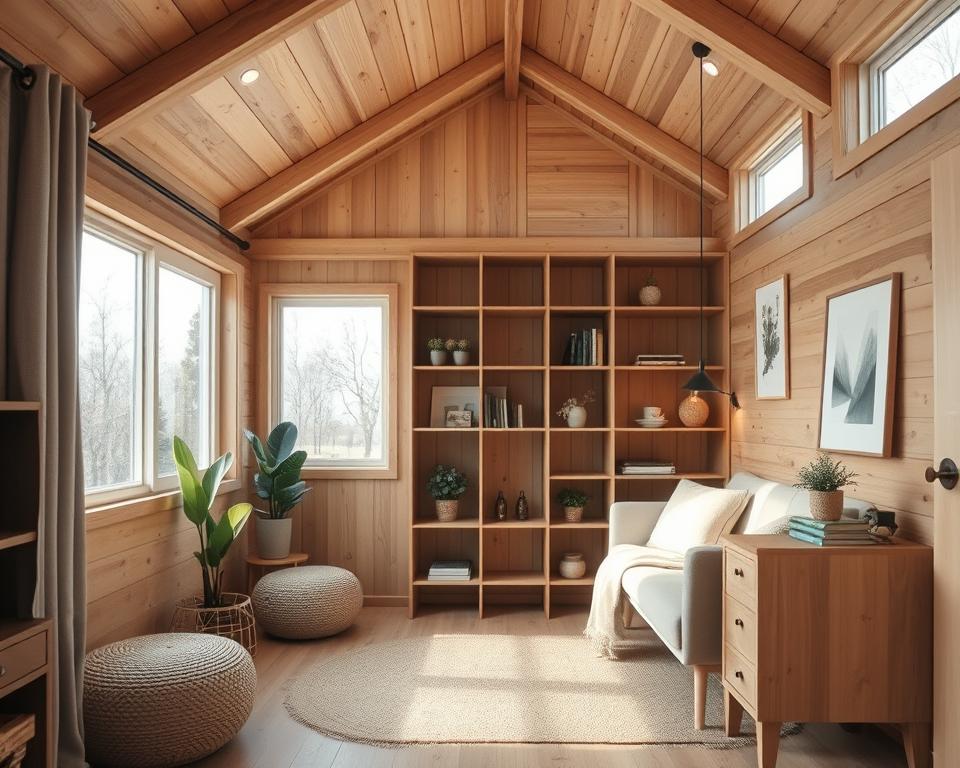 Multi-functional furniture for small wooden houses