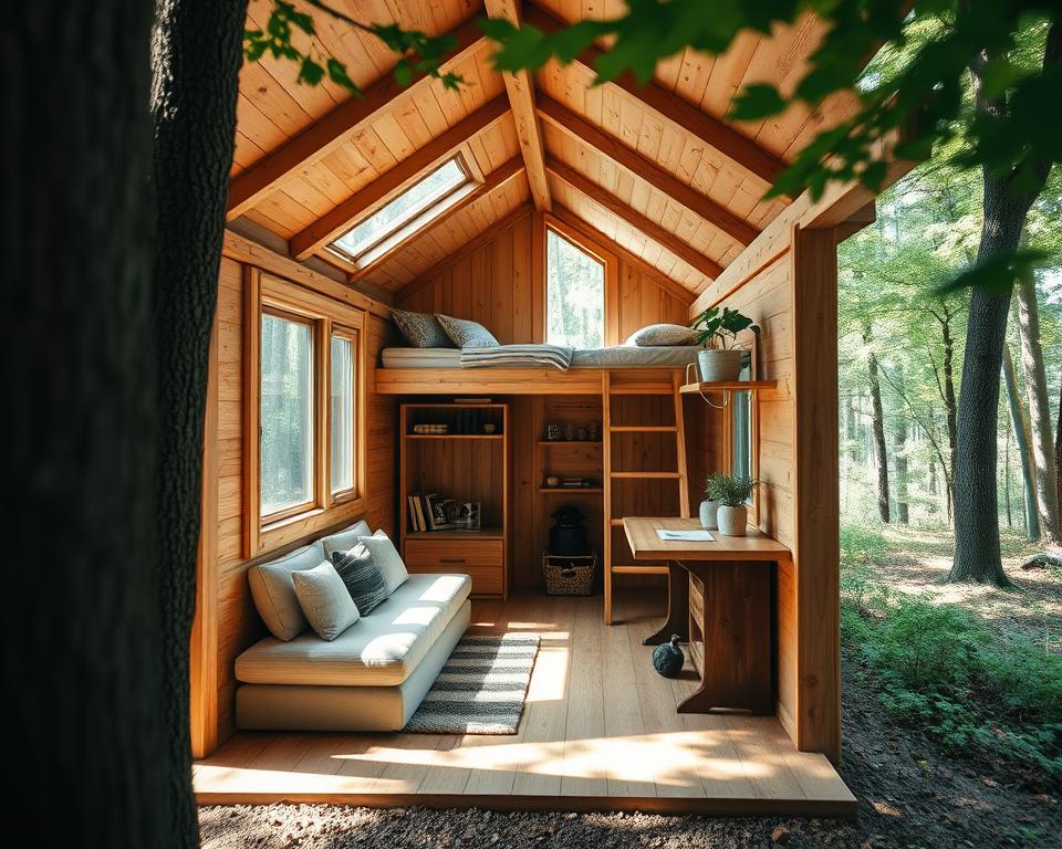 Space-saving design in small wooden homes