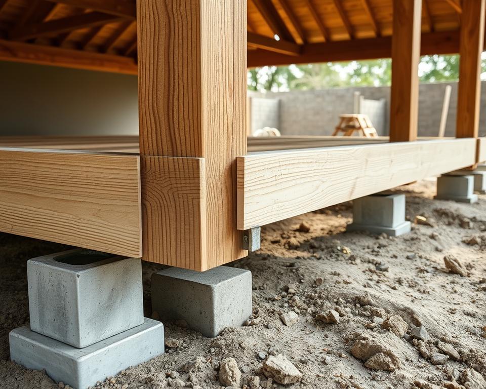 Wooden Porch Foundation Installation