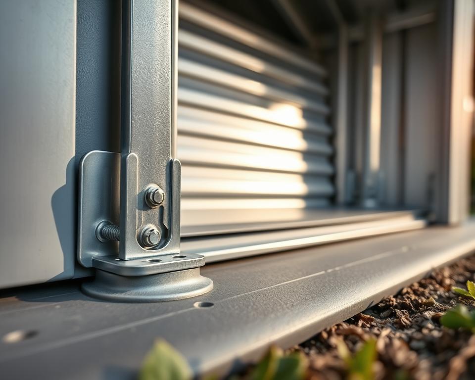 anchoring metal shed to plastic base