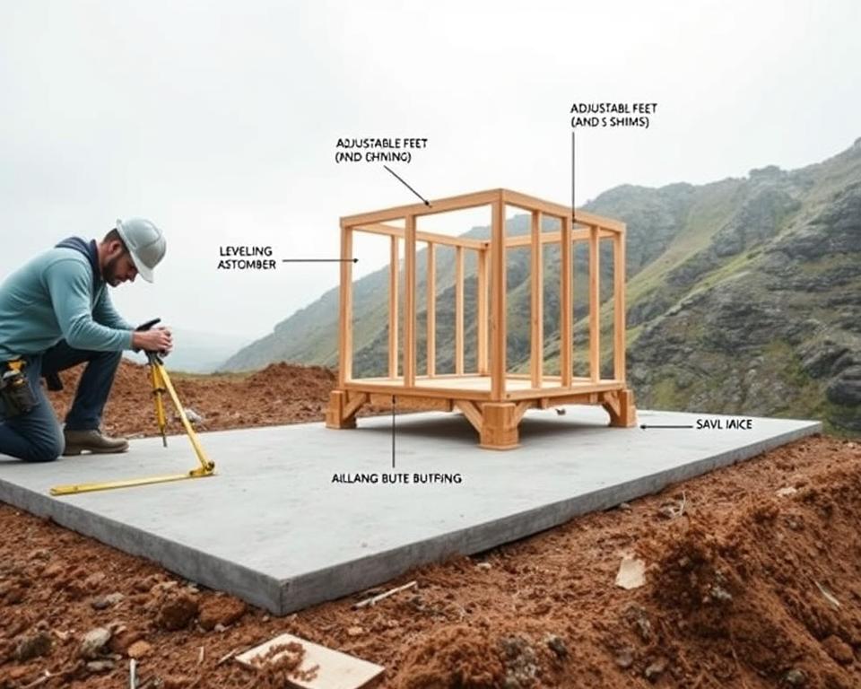 levelling shed base on uneven terrain