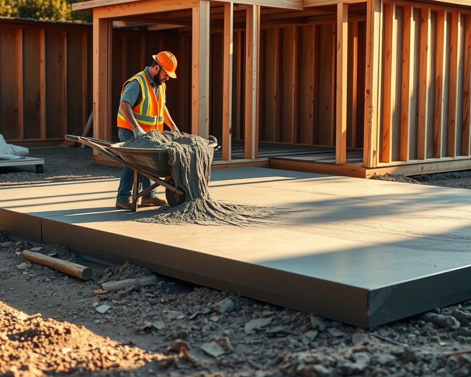 pouring concrete slab