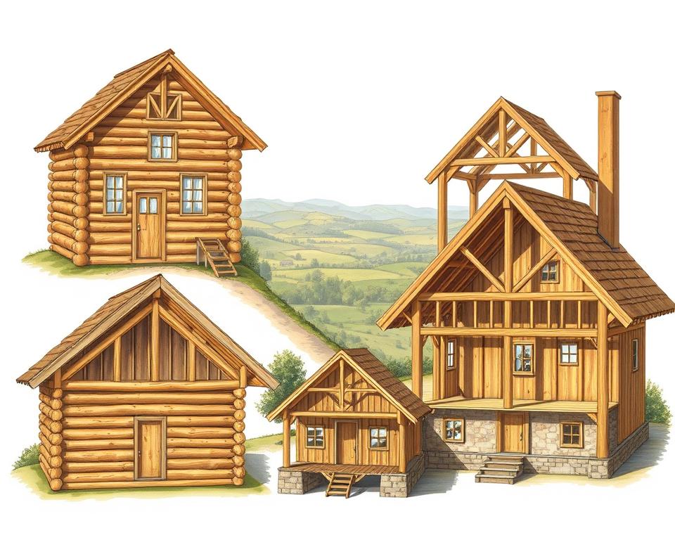 types of wooden house construction