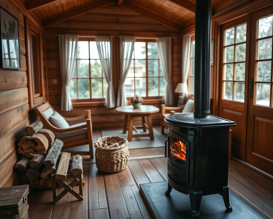 Wood Burning Stove in Gardenhouse