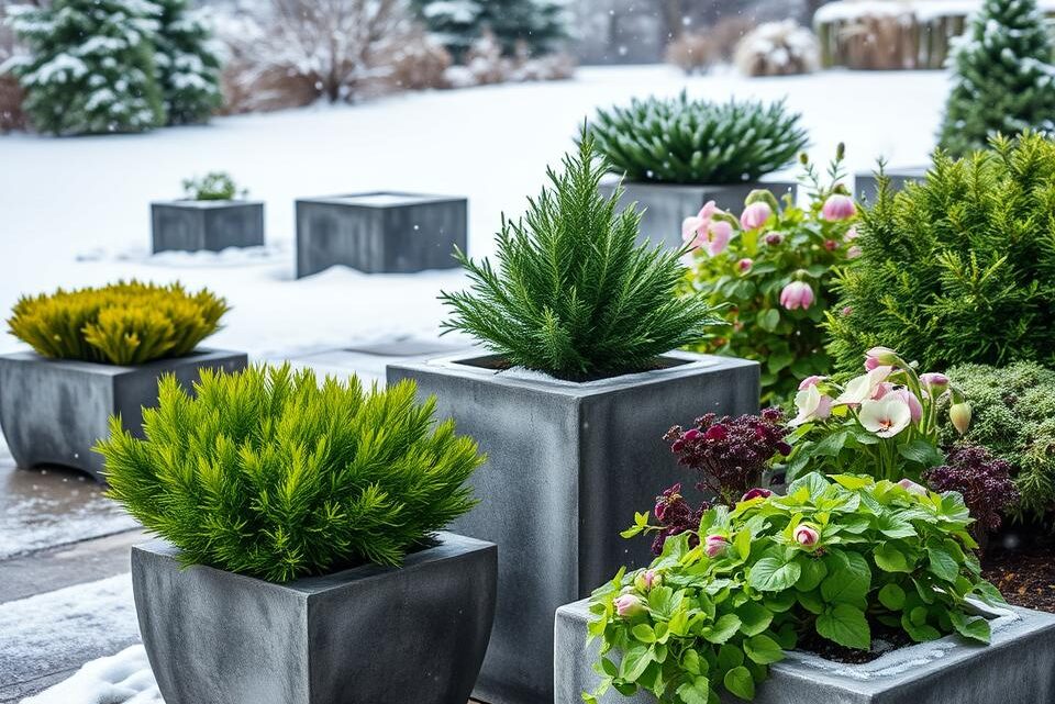 Planting Concrete Planter Blocks with Hardy (Winter-Hardy) Plants